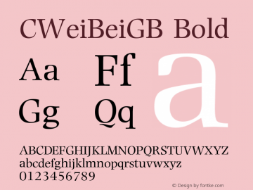 CWeiBeiGB Bold 1.0 Font Sample