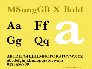MSungGB X Bold 2.1 Font Sample
