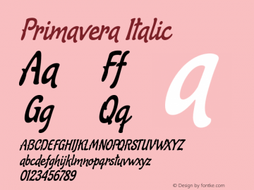 Primavera Italic Version 1.000 Font Sample