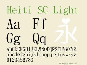 Heiti SC Light 7.1d1e1 Font Sample
