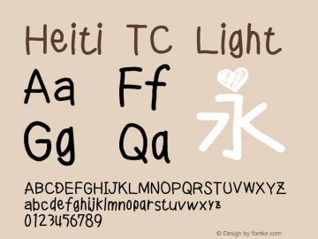 Heiti TC Light 7.1d1e1 Font Sample