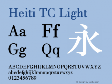Heiti TC Light Version 1.00 June 1, 2015, initial release图片样张