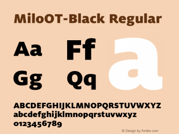 MiloOT-Black Regular Version 7.504; 2006; Build 1002 Font Sample