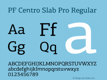 PF Centro Slab Pro Regular Version 1.000 2006 initial release Font Sample