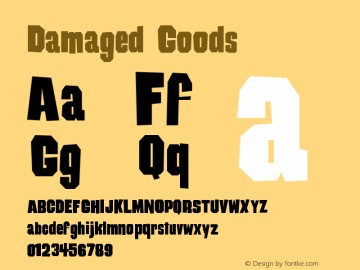 Damaged Goods Version Macromedia Fontograp Font Sample