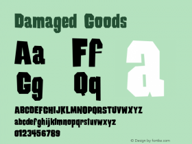 Damaged Goods Macromedia Fontographer 4.1.5 9/30/98 Font Sample