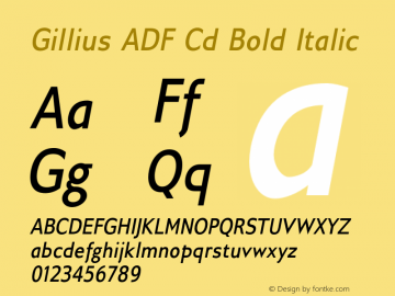Gillius ADF Cd Bold Italic Version 1.003;PS 1.007;Core 1.0.38;makeotf.lib1.6.5960图片样张