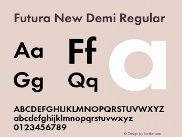 Futura New Demi Regular Version 1.000 2008 initial release图片样张