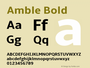 Amble Bold Version 1.00000; 2009 Font Sample