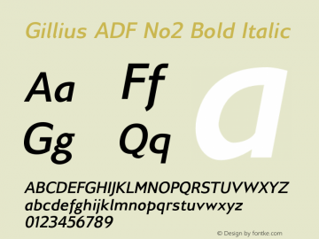 Gillius ADF No2 Bold Italic Version 1.002;PS 1.006;Core 1.0.38;makeotf.lib1.6.5960 Font Sample