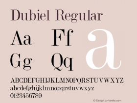 Dubiel Regular Altsys Fontographer 3.5  7/31/92 Font Sample