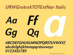 URWGroteskTOTExtNar Italic Version 1.000;PS 1.05;Core 1.0.35图片样张