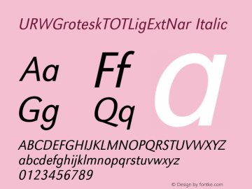 URWGroteskTOTLigExtNar Italic Version 1.000;PS 1.05;Core 1.0.35图片样张