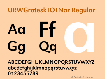 URWGroteskTOTNar Regular Version 1.000;PS 1.05;Core 1.0.35 Font Sample