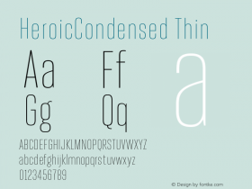 HeroicCondensed Thin 1.0; pdf-x uazero; original kerning; Font Sample