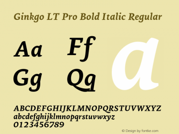 Ginkgo LT Pro Bold Italic Regular Version 1.000;PS 001.000;hotconv 1.0.38图片样张
