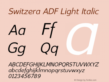 Switzera ADF Light Italic Version 1.001;PS 1.003;Core 1.0.38;makeotf.lib1.6.5960图片样张