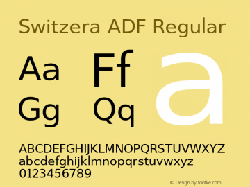 Switzera ADF Regular Version 1.001;PS 1.003;Core 1.0.38;makeotf.lib1.6.5960 Font Sample