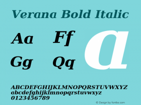 Verana Bold Italic Version 1.001;PS 1.001;Core 1.0.38;makeotf.lib1.6.5960图片样张