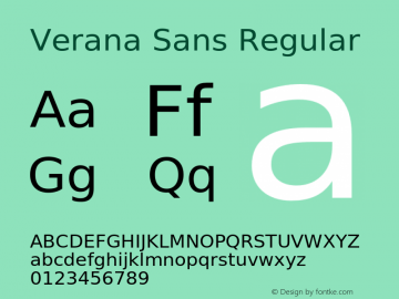 Verana Sans Regular Version 1.001;PS 1.002;Core 1.0.38;makeotf.lib1.6.5960图片样张