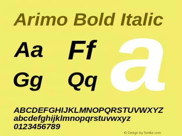 Arimo Bold Italic Version 1.23 Font Sample