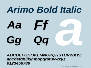 Arimo Bold Italic Version 1.21 Font Sample