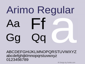 Arimo Regular Version 1.23 Font Sample