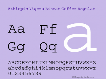 Ethiopic Yigezu Bisrat Goffer Regular Version 1.0; 2006 Font Sample