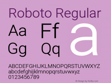 Roboto Regular Version 1.00 July 31, 2014, initial release Font Sample