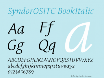 SyndorOSITC BookItalic Version 001.000 Font Sample