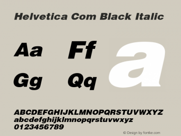 Helvetica Com Black Italic Version 1.01 Font Sample