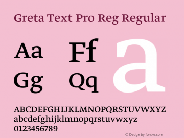 Greta Text Pro Reg Regular Version 1.6; 2008图片样张