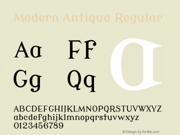 Modern Antiqua Regular Version 1.0 Font Sample