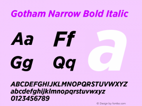 Gotham Narrow Bold Italic Version 2.200 Pro图片样张