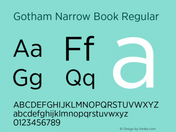 Gotham Narrow Book Regular Version 2.200 Pro Font Sample
