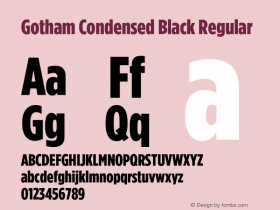 Gotham Condensed Black Regular Version 2.200 Basic图片样张