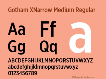 Gotham XNarrow Medium Regular Version 2.200 Pro图片样张