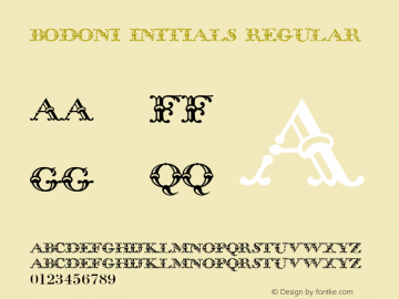 Bodoni Initials Regular Version 1.000 2008 initial release Font Sample