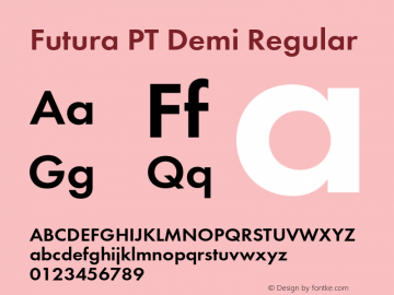 Futura PT Demi Regular Version 1.000 2008 initial release Font Sample