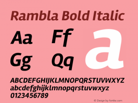 Rambla Bold Italic Version 1.001 Font Sample