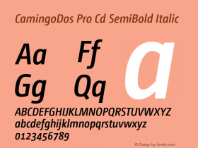 CamingoDos Pro Cd SemiBold Italic Version 2.000 Font Sample