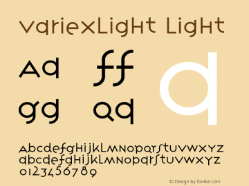 VariexLight Light Version 001.000 Font Sample