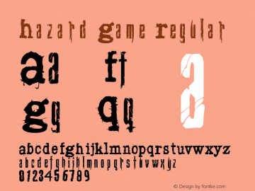 Hazard Game Regular Version 6.91d December 14, 2008 Font Sample