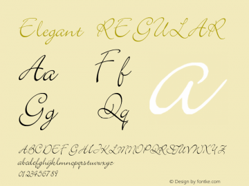 Elegant REGULAR 2002; 1.0, initial release Font Sample