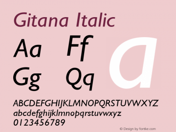 Gitana Italic 001.000 Font Sample
