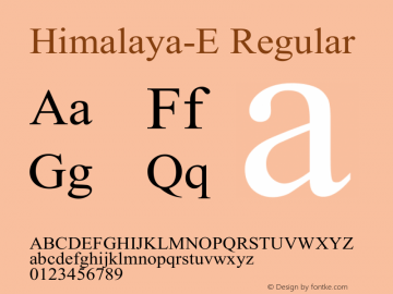 Himalaya-E Regular Version 1.00 Font Sample