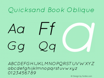Quicksand Book Oblique 001.000 Font Sample