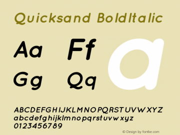 Quicksand BoldItalic Version 001.001 Font Sample
