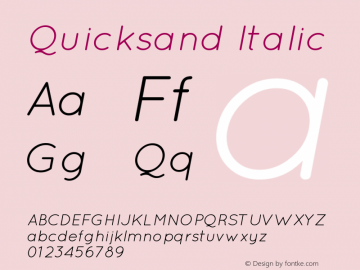 Quicksand Italic 1.002 Font Sample
