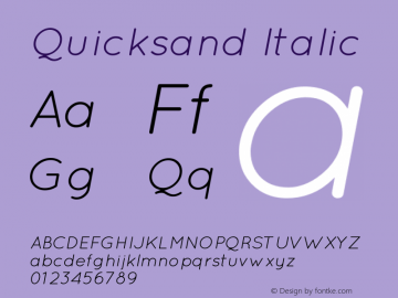Quicksand Italic Version 001.001 Font Sample